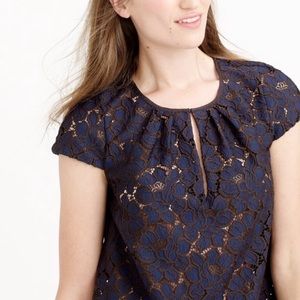 🌟 J.Crew Floral Lace Blouse, navy and black, size 0